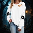 thumbnail image 2 of zaveiop Halloween Womens Casual Long Sleeve Graphic Tee Shirts Crew Neck Sweatshirts Pullover Tops for Women (White, M), 2 of 5