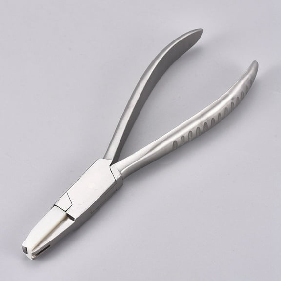 1pc Steel Eyeglasses Pliers Glasses Nose Pad Adjusting Pliers Flat Nylon Jaw Pliers Stainless Steel color 154x48x15mm