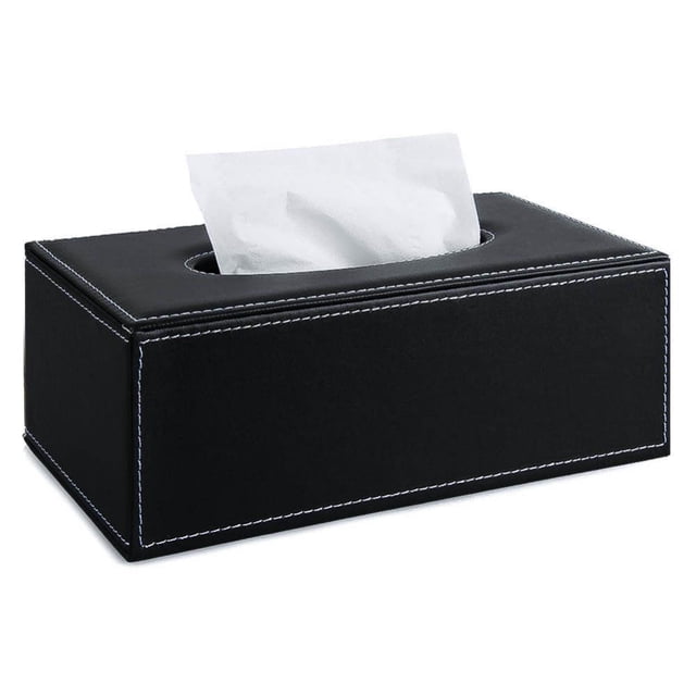 veasfak Delicate Pu Leather Rectangular Tissue Box Holder, Napkin Organizer Paper Towel