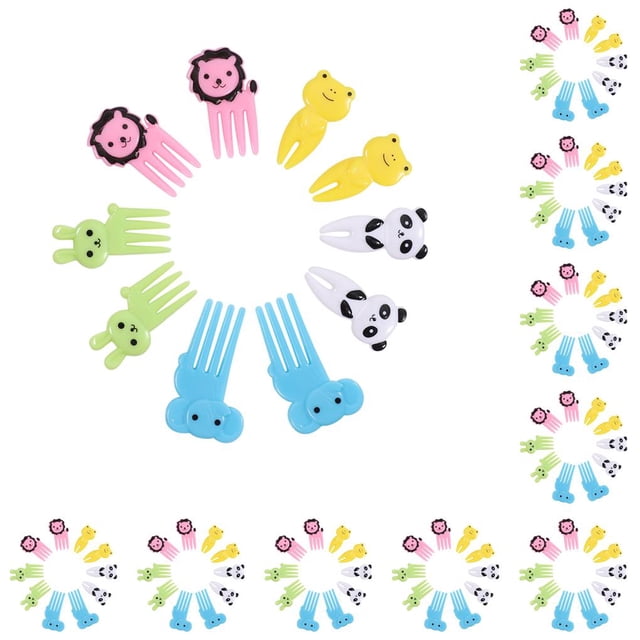 Bearachild 10 piezas lindo pequeño animal de dibujos animados niños fruta tenedores niños plástico Bento decoración del hogar accesorio 60 mm 10piezas Bearachild CBP054848