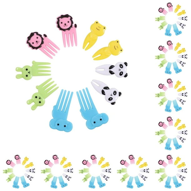 Toystoory 10 piezas lindo pequeño animal de dibujos animados niños fruta tenedores niños plástico Bento decoración del hogar accesorio 60 mm 10piezas Toystoory CBP054848