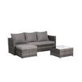 thumbnail image 7 of 2 Pieces Patio Furniture Set Outdoor Woven Sectional L-Shaped Wicker Conversation Set with Ottoman and Detachable Lounger Table for Backyard Poolside, 7 of 7