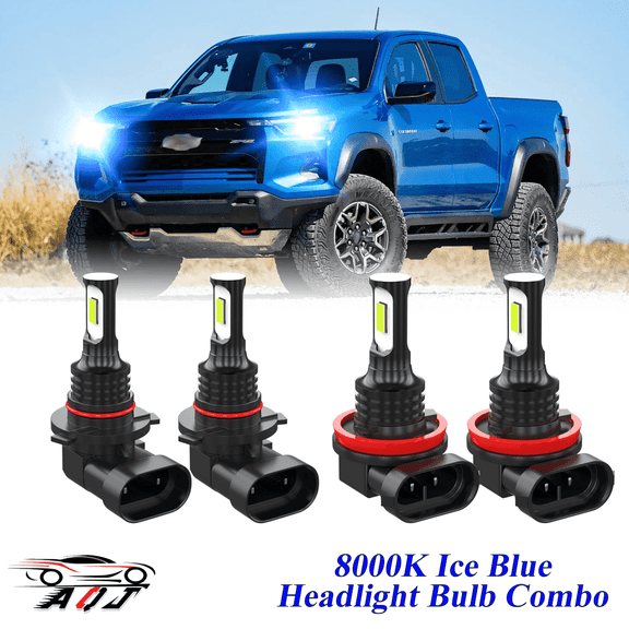 8000K Ice Blue LED Headlight Bulbs Combo Kit For Chevrolet Colorado 2015-2024