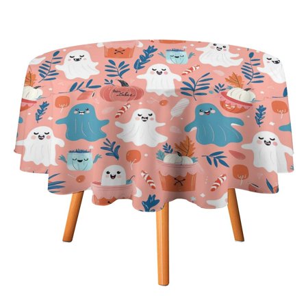 

JINGDS Whimsical Halloween Ghosts Candy Pump-1 Round Table Cloth Halloween Tablecloth Thanksgiving Day Table Cloth Round Cover Circle Tablecloth for Halloween Thanksgiving Fall Party