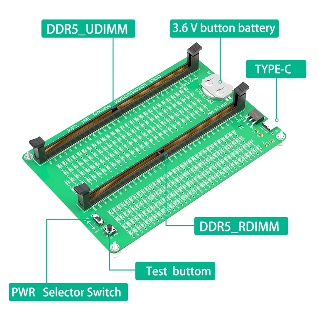 JZROCKER Memory Tester Memory Diagnostic Analyzers Desktop DDR5 RDIMM/UDIMM Tester Card Board for Desktop Servers Computers
