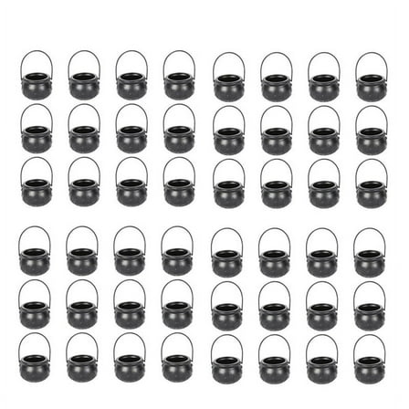 48PCS Halloween Witch Pot Plastic Mini Cauldron Black Candy Holder Decoration Favor