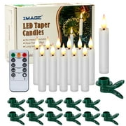 IMAGE LED Taper Candles Light with Clip-on Christmas Tree (12 Pack)