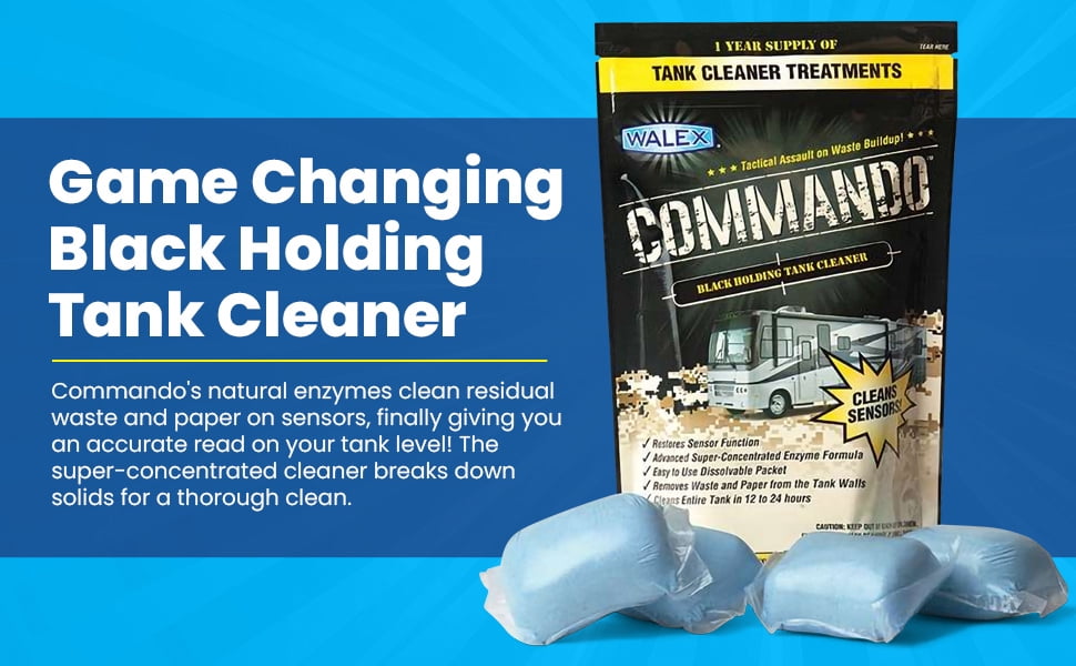 Walex Commando RV & Marine Black Holding Tank Sensor Cleaner with Ocean Mist Fragrance - 4 Treatments