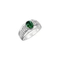 thumbnail image 4 of RYLOS Men's Rings Sterling Silver Rings Classic Designer Style 8X6MM Oval Gemstone & Diamond Ring Green Sapphire Birthstone Rings For Men Size 11, 4 of 8