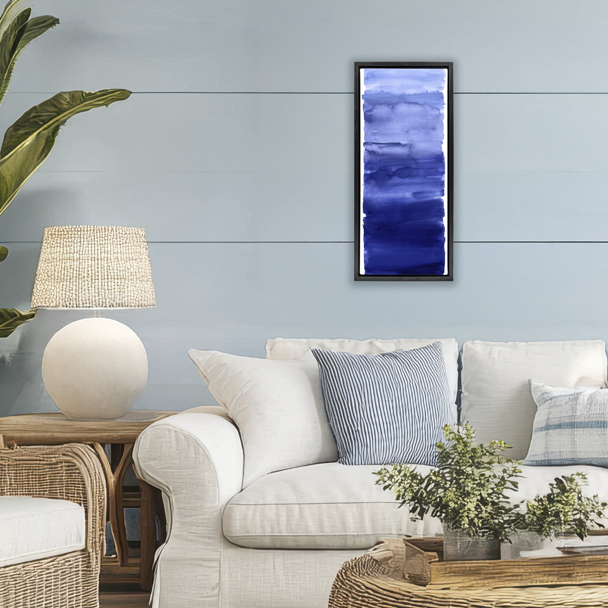 Stupell Industries Indigo Blend Gradient Black Framed Floater Canvas Wall Art, design by Allie Corbin