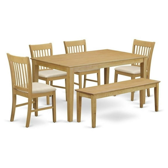 Bowery Hill 6-piece Traditional Wood Dinette Table Set in Oak