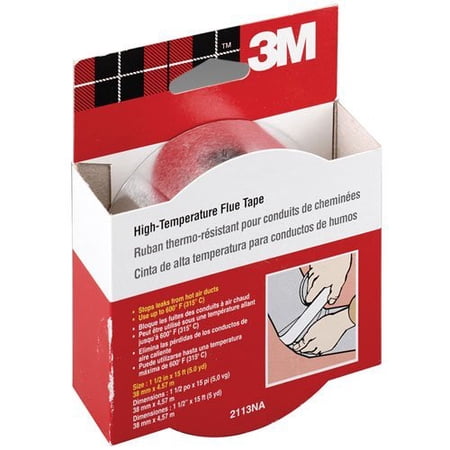 3M 2113NA 1.5" x 15' High-Temperature Flue Tape - White
