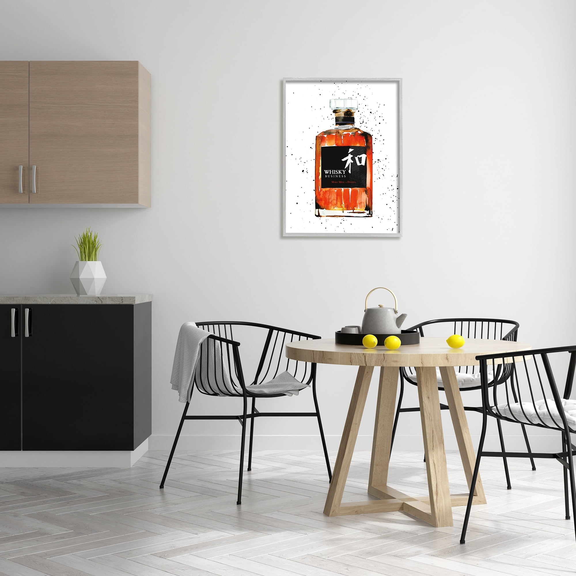 Stupell Industries Whisky Business Quote Japanese Liquor Bottle Painting Framed Art Print Wall Art, 24x30, By Mercedes Lopez Charro