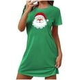 thumbnail image 4 of Sakmal Green Nightgowns Women Christmas Ultra-Soft Plus Size Breathable Night dress Santa Claus Print Short Crew Neck Short Sleeve Nightgowns S-2XL, 4 of 5
