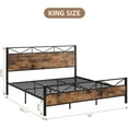 thumbnail image 2 of Homhougo King Bed Frame, Metal Platform Bed Frame with Rustic Vintage Wood Headboard and Footboard, Noise Free, Easy Assembly, No Box Spring Needed, 2 of 12