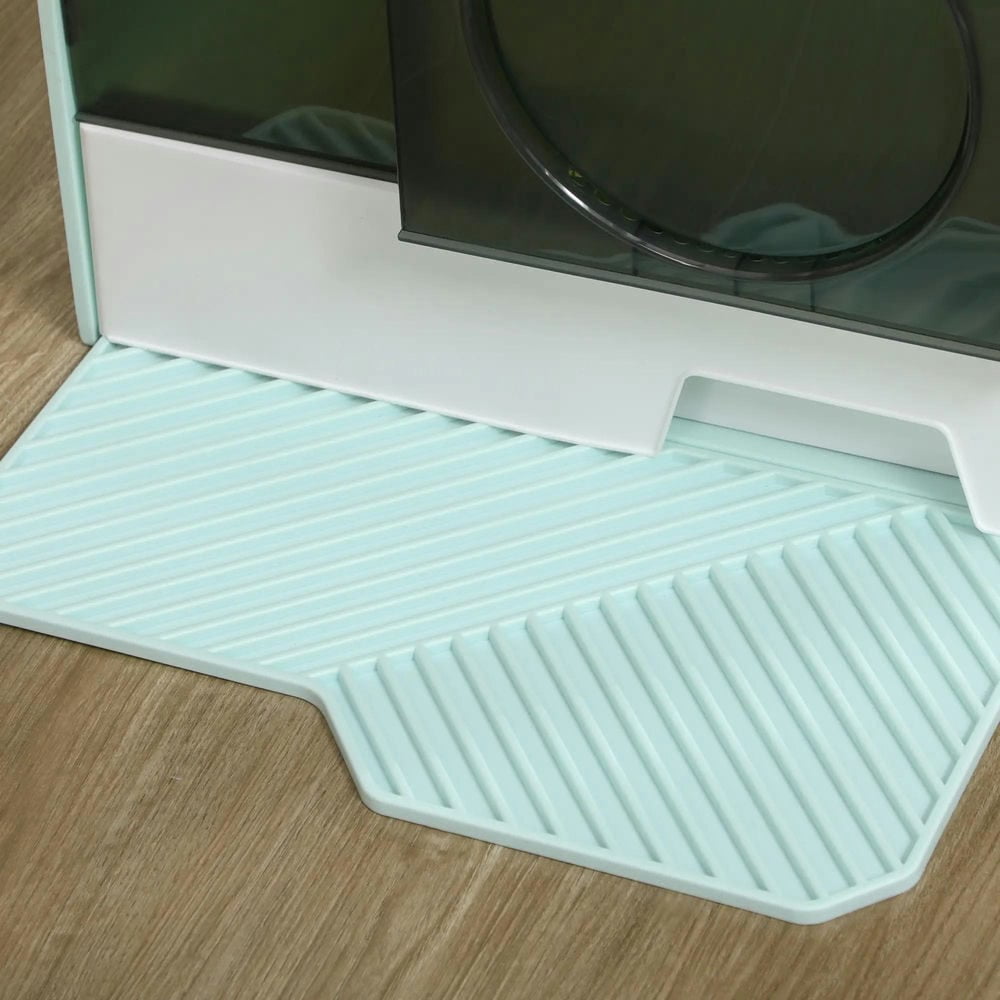 Resenkos Cat Litter Box, Cat Litter Pan, Hooded Cat Litter Box w/ Litter Mat, Litter Particle Catching, Light Blue