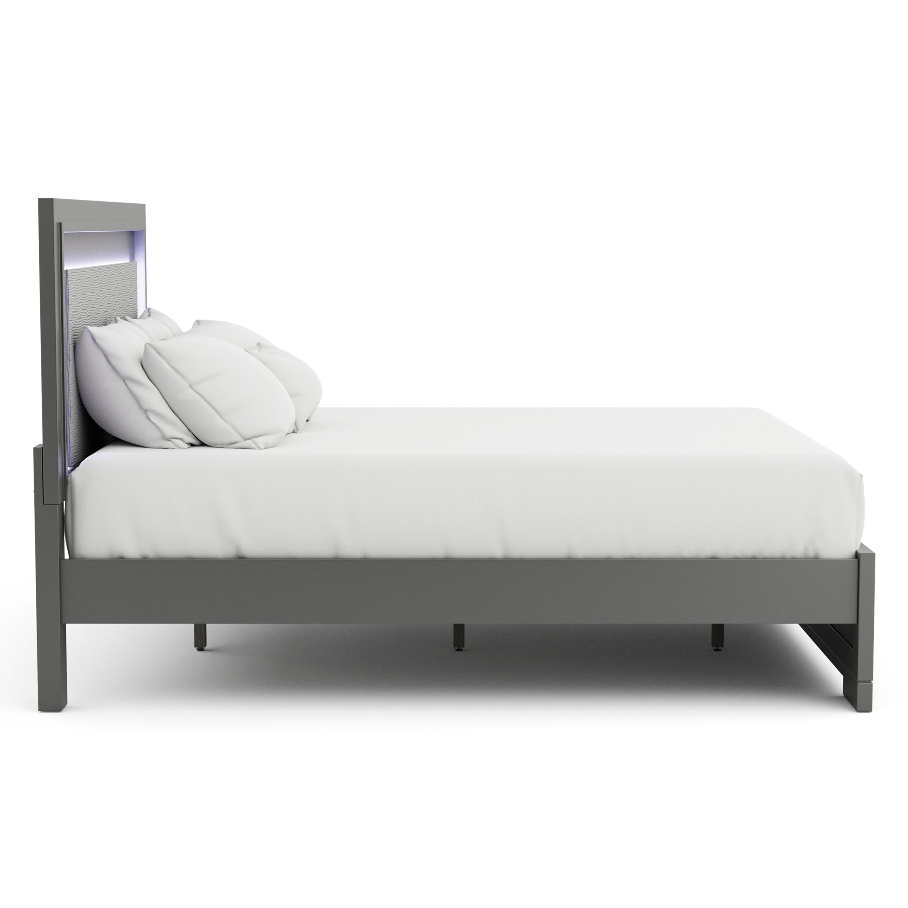 Furniture of America Willow Wood Bed with LED, Gray, King