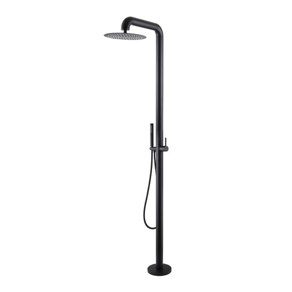 Freestanding Outdoor Shower with Detachable Shower Head, Deck Mounted Shower Faucet Set