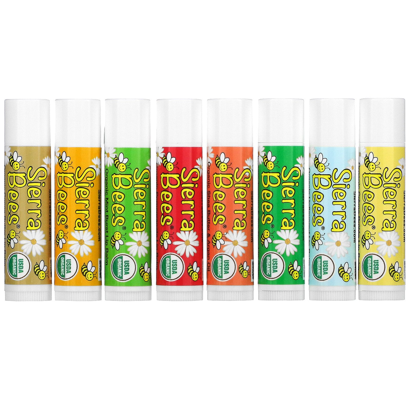 Sierra Bees Organic Lip Balms Combo Pack, 8 Pack, .15 oz (4.25 g) Each
