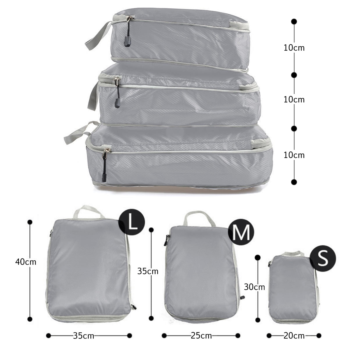 AUXDIQ 3 PCS Compression Packing Cubes Travel Luggage Organizer Bags Set Packing Organizers Compression Suitcase Bag Travel Essential Bag