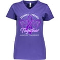 thumbnail image 3 of Inktastic Staying Strong Together Alzheimer's Awareness Purple Ribbon Women's V-Neck T-Shirt, 3 of 5