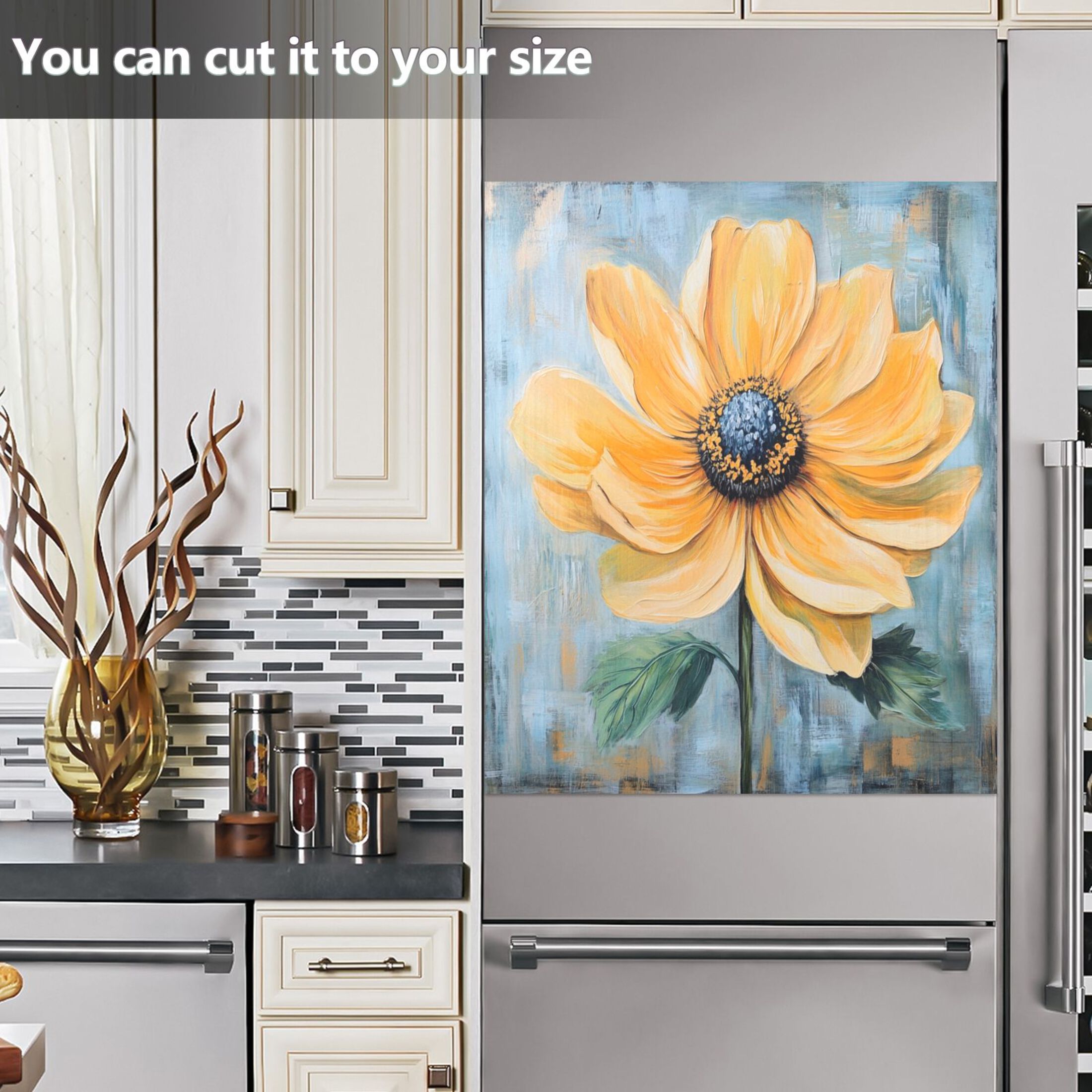 Dishwasher Magnetic Sticker 23x26 Inch Refrigerator Magnetic Sticker Washing Machine Magnetic Sticker Kitchen Panel Magnetic Sticker Home Decor Large Yellow Flower