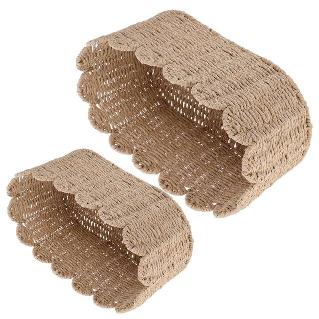 CIMAXIC 2Ud Cesta De Para Organización Con Borde Ondulado Beige