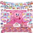 thumbnail image 3 of Lindo Kirby superestrella fiesta desechable pancarta vajilla colgante bandera Kirby superestrella globos set decoración de pastel de cumpleaños, 3 of 5