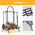 thumbnail image 4 of Outsunny Indoor Outdoor Firewood Rack with 4 Tools, elevated base Steel Power Coated Construction Fire Wood Storage Stacking Set, Black, 4 of 10