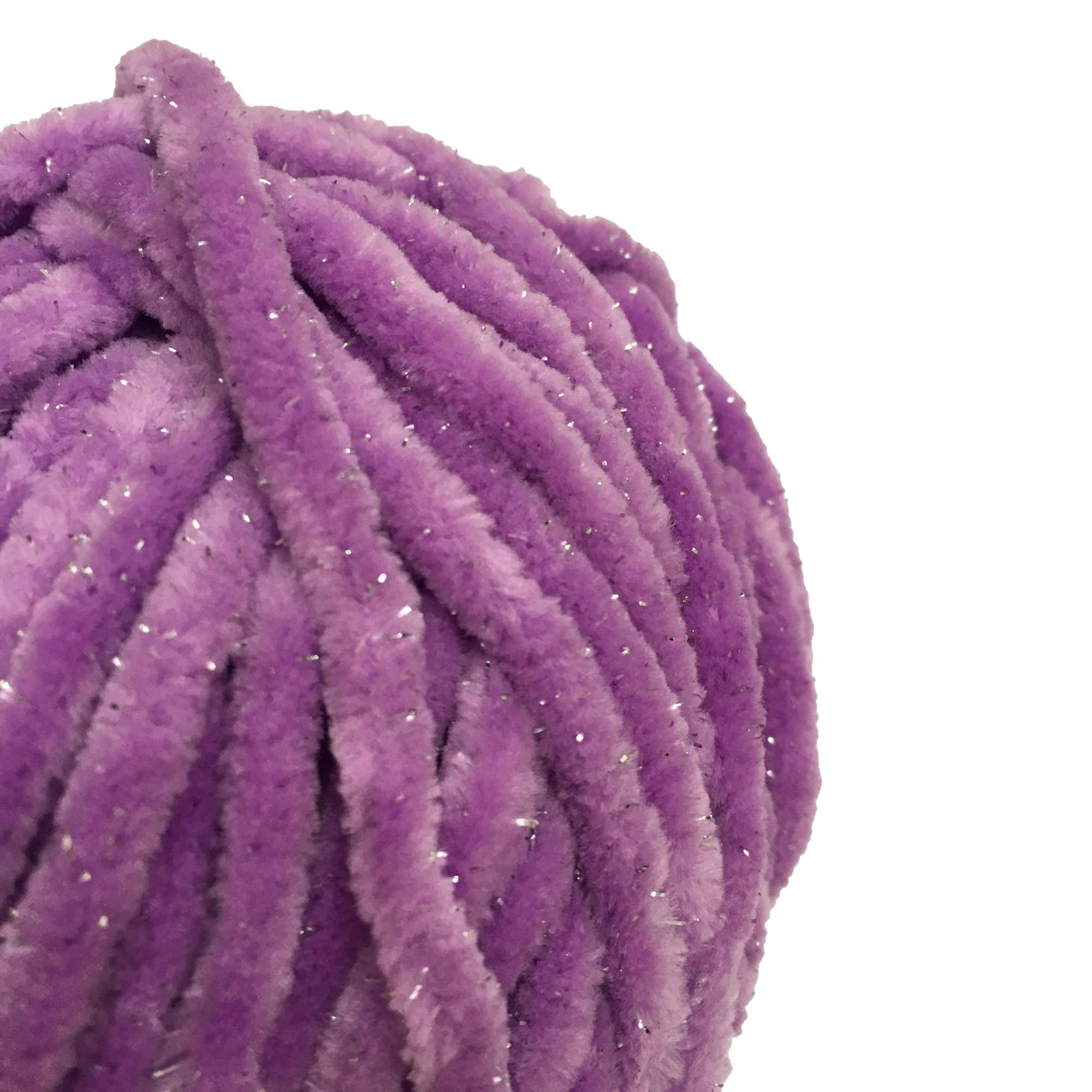 Troyarn Velvet Star, Silvery Glitter Chenille Baby Blanket Yarn Amigurumi Yarn for Crocheting and Knitting Super Bulky 100 gr (120 yds) Length: 110 m (10415 - Lilac, 1 Skein)
