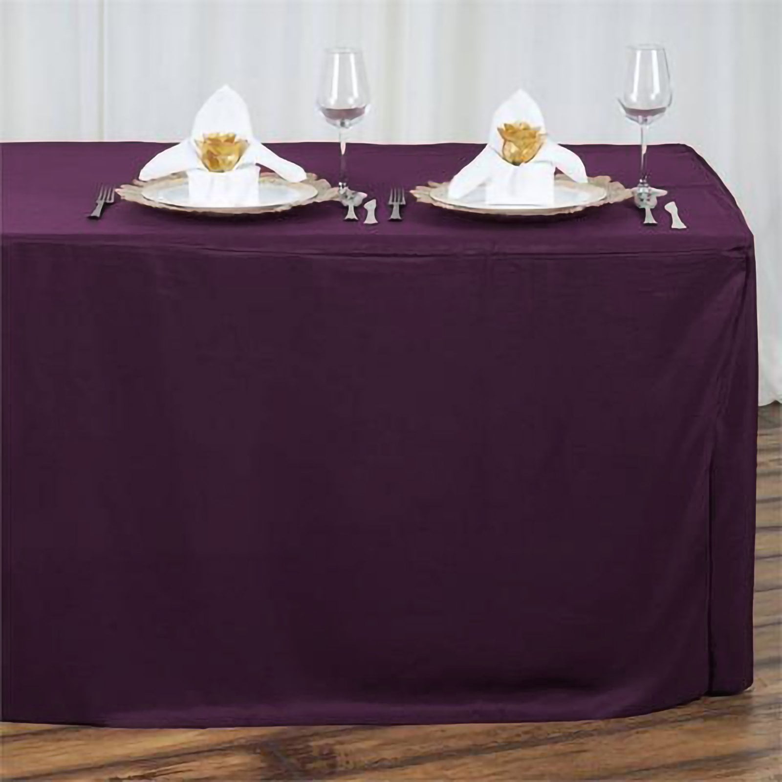 Efavormart 6FT Fitted Polyester Rectangular Table Cover for Wedding Party Dining Banquet Events