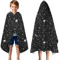 thumbnail image 3 of Black Star Planet Moon Pattern Hooded Bath Towel，50"x30" for Ages 3 To 12 Kids, Quick Dry Lightweight Soft Microfiber Hood Beach Towel Cover Up for Kids, 3 of 7