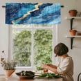 thumbnail image 5 of Ombre Blue Golden Marble Texture Window Valance Curtain Abstract Lines Art Rod Pocket Short Curtain for Living Room, Bedroom & Kitchen Window Decor 42x18in, 5 of 8