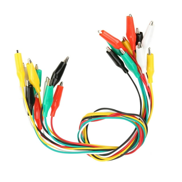 10pcs 50cm Clip Câble, Double Extrémité, Forte Élasticité, Conductivité, Rouge, Noir, Blanc, Jaune, Vert, Manchon PVC, Clip pour Appareils Électriques, Numérique