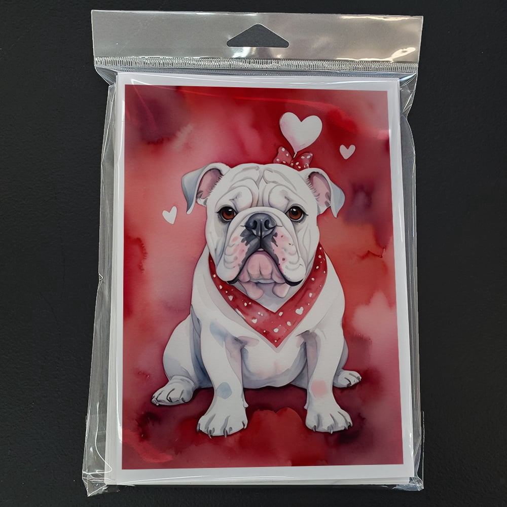 English Bulldog My Valentine Greeting Cards Pack of 8 7 in x 5 in