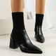 thumbnail image 2 of NECHOLOGY Botas Mujer Adulto Femenino Zapatos Botines de mujer Botines de mujer Otoño e Invierno tacón grueso tacón medio puntiagudo calcetines de tela zapatos Color sólido estilo Casual (Black, 8.5), 2 of 7