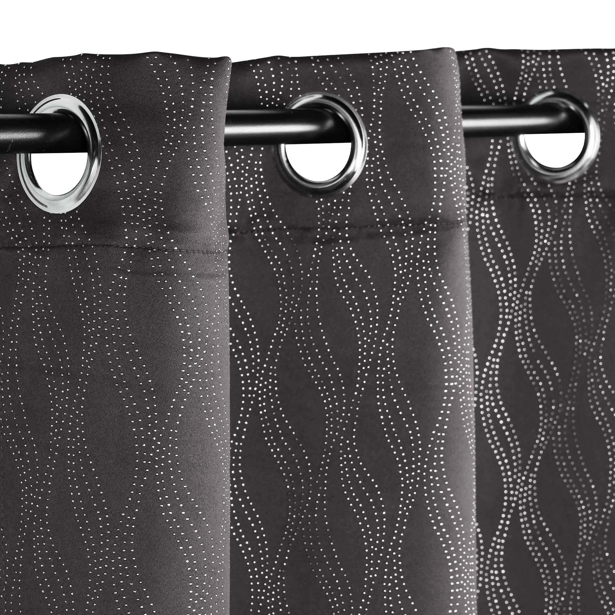 Superior Zuri Blackout Curtains, Rod Pocket, Set of 2, 26" X 63", Charcoal