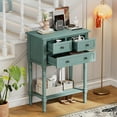 thumbnail image 3 of Knocbel Slim Antique Entry Console Table with 3 Drawers & Bottom Open Shelf, Solid Wood Narrow Sofa Couch Table for Entryway Hallway Living Room 23.7" W x 13" D x 31.4" H Light Blue, 3 of 19