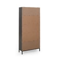 thumbnail image 4 of Benjara Eby Cube Bookcase, 6 Storage Spaces, Drawer, Cabinet 67 Inch Dark Gray, 4 of 5