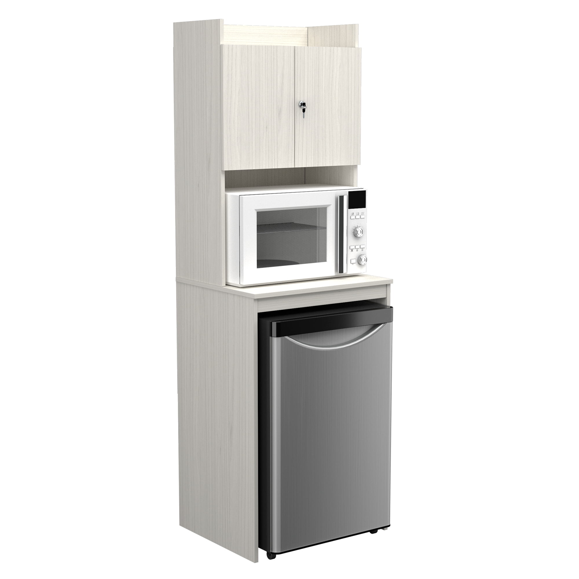 Inval Mini Refrigerator and Microwave Storage Cabinet - Amaretto