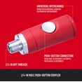 thumbnail image 3 of Acoplador con botón pulsador CRAFTSMAN, enchufe industrial NPT de 1/4 pulgadas, 3 of 8