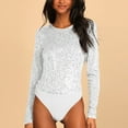 thumbnail image 4 of Crew Neck Bodysuit for Women Second-skin Feel Thong T-shirt Body Suits Tops, 4 of 9