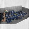 thumbnail image 5 of Nautical Soft Flannel Fleece Throw Blanket, Repetitive Ocean Themed Fish Pattern with Shells and Seaweeds Print, Cozy Plush for Indoor and Outdoor Use, 50" x 60", Dark Violet Multicolor, by Ambesonne, 5 of 5