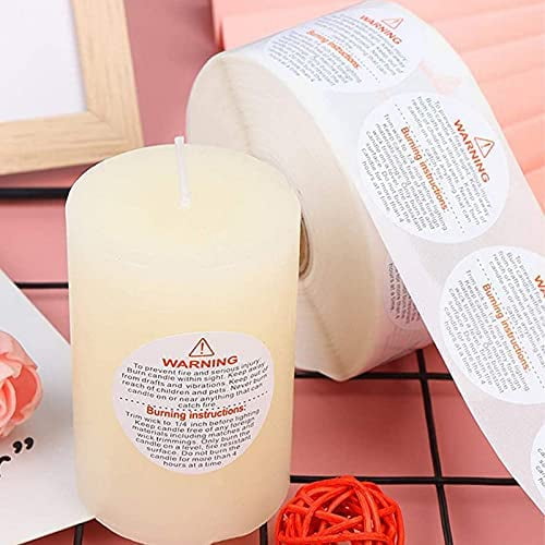 Fort Pack of 1000 candle warning stickers, roll warning stickers, stickers,  candles, adhesive labels for candle jars, cans, containers, 2 sticker rolls  