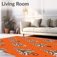 thumbnail image 2 of ODIKA 8'x10' Machine Washable Non-Slip Area Rug, Whimsical Snow Dusted Tree Print with Twinkling Ornament Highlights High Traffic Rug, Orange, 622190, 2 of 7