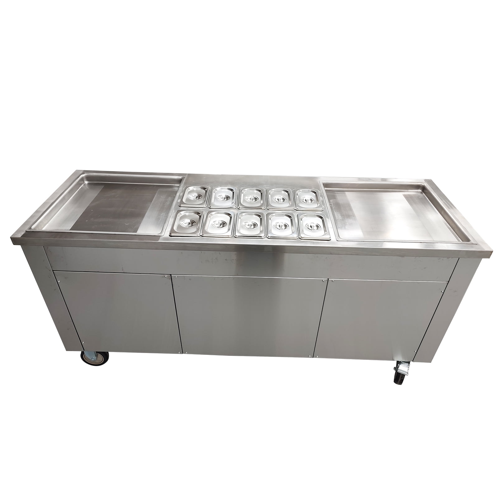 Ice Frying Machine Fried Ice Cream Maker Ice Cream Roll Machine Frozen Fresh Fruit Yogurt Fryer Double Pans