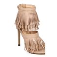 thumbnail image 1 of Liliana CG69 Women Leatherette Open Toe Fringe Zip Stiletto Heel Sandal, 1 of 6