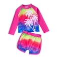 thumbnail image 3 of Shadoumai Girls Tankini Swimsuit 2-Piece Beach Sport Bathing Suit Set Hawaiian Swimwear for 5-12Years, 3 of 9