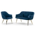 thumbnail image 3 of Angela Blue Velvet Loveseat and Accent Chair Set, 3 of 8