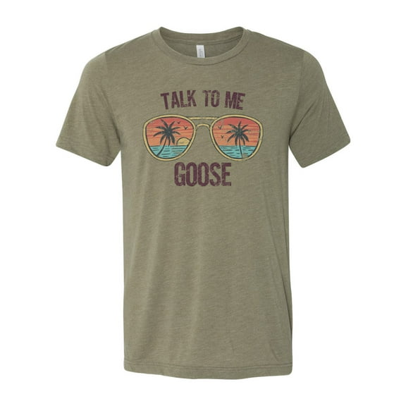 "Top Gun Shirt, Talk To Me Goose TROPICAL, Goose Shirt, Unisex, Soft Bella Tee, Top Gun Lover, Goose And Maverick, Tropical Shirt, Goose Tee, Heather Olive, LARGE"